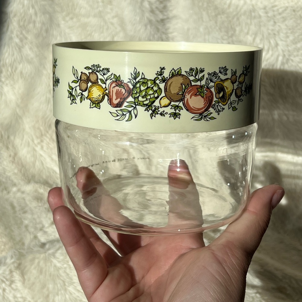 Vintage 1970’s 16 oz Pyrex Store ’N’ See Container with Spice of Life Lid